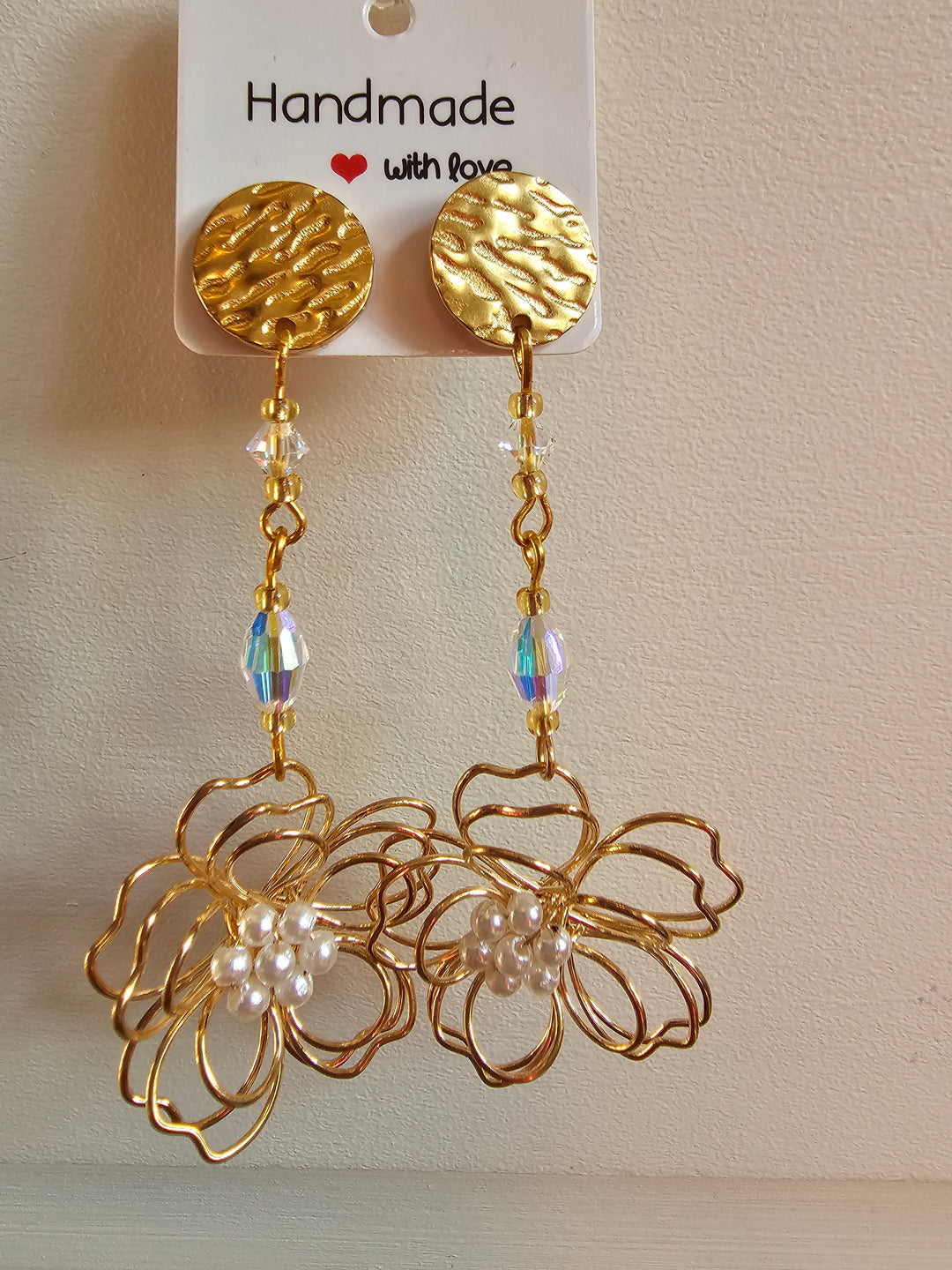 Ohrringe "Dhalienblüte mit Swarovski Perlen"