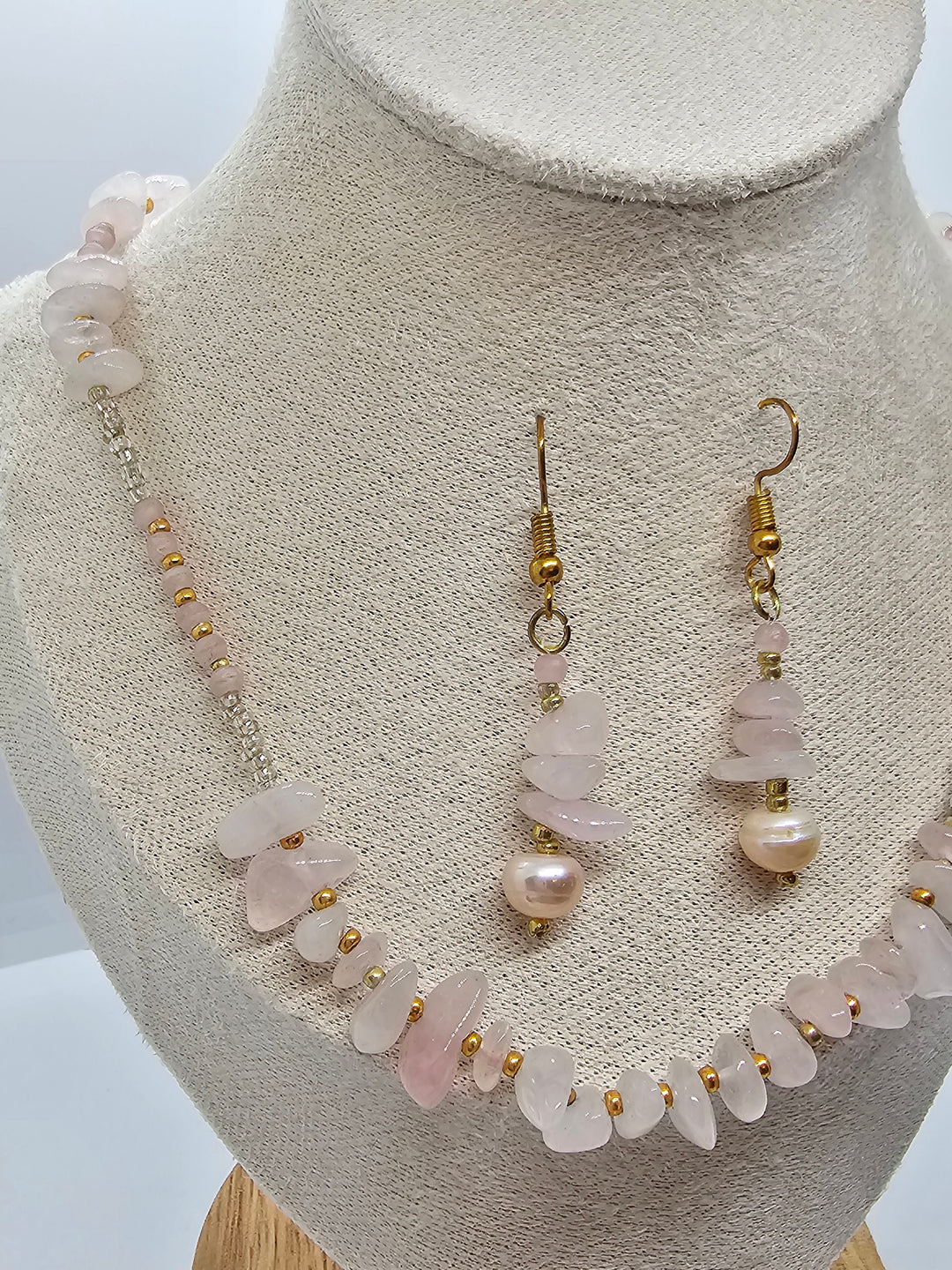 Halskette "Pink Quartz" / Länge von 41-46cm