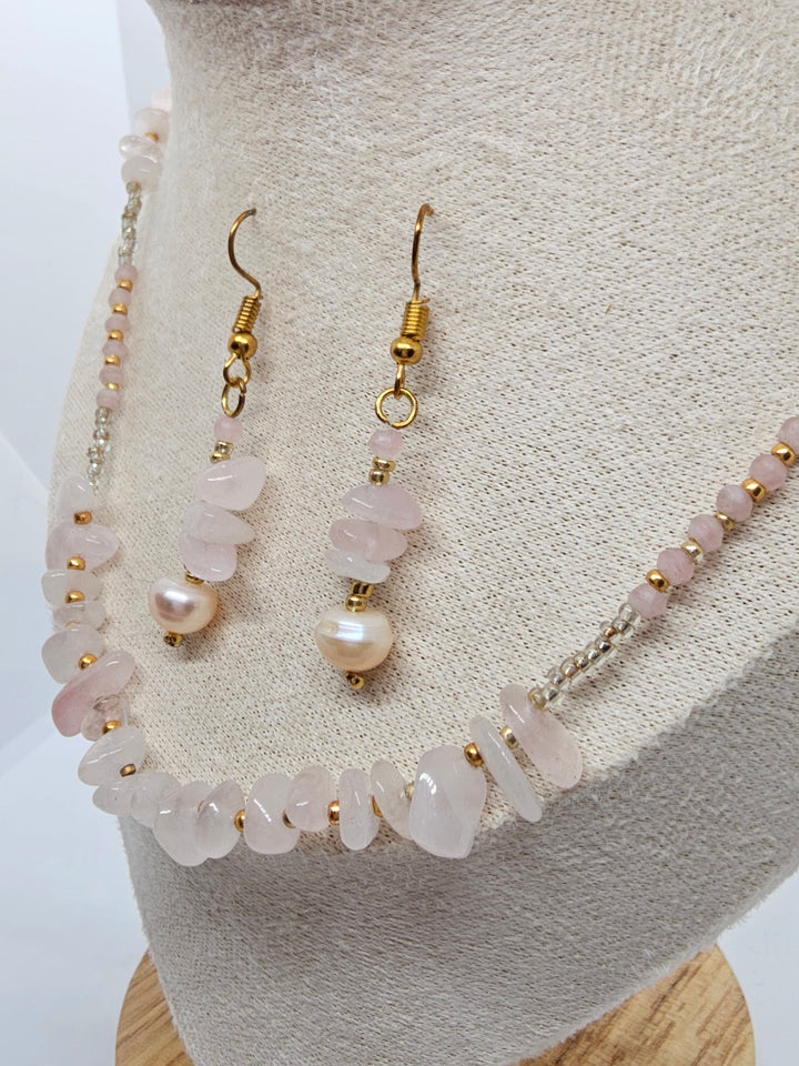 Halskette "Pink Quartz" / Länge von 41-46cm