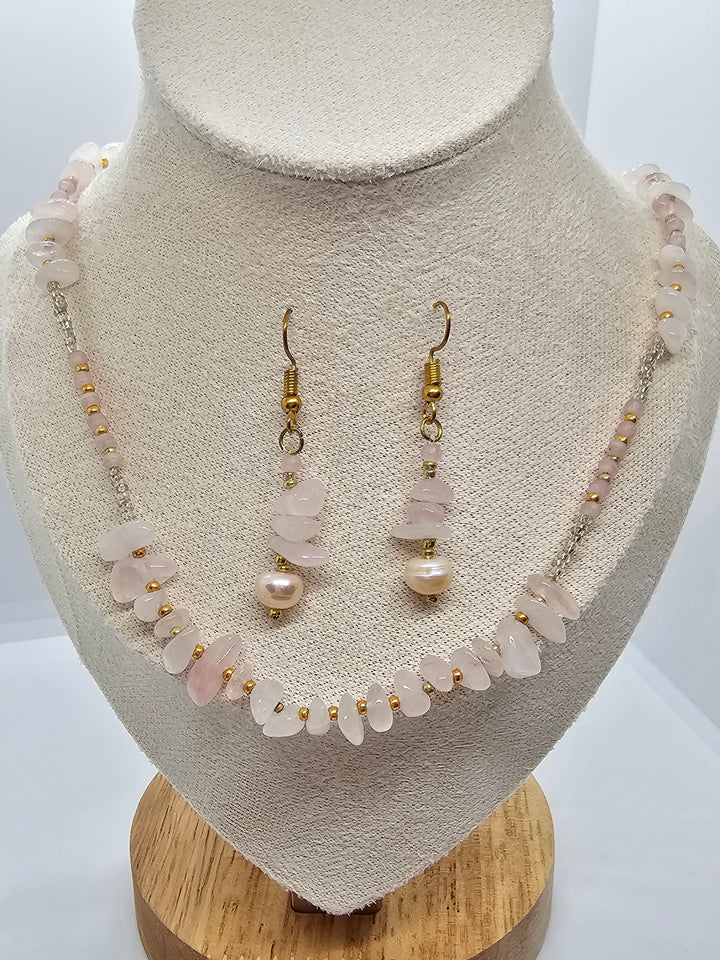 Halskette "Pink Quartz" / Länge von 41-46cm
