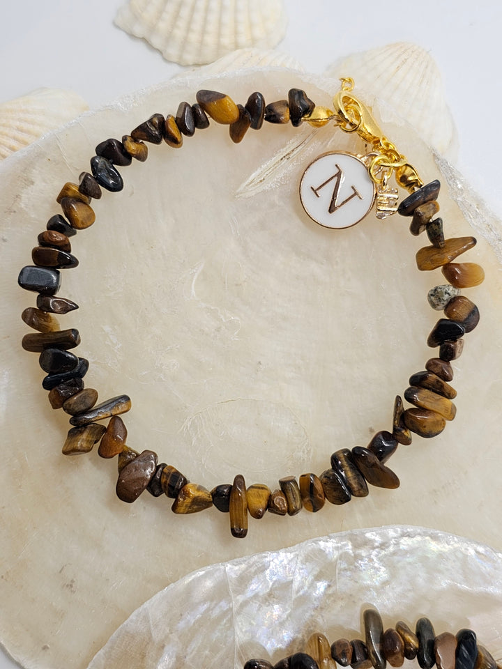 Armband aus Natur Heilsteine mit Buchstabenanhänger - UNISEX
