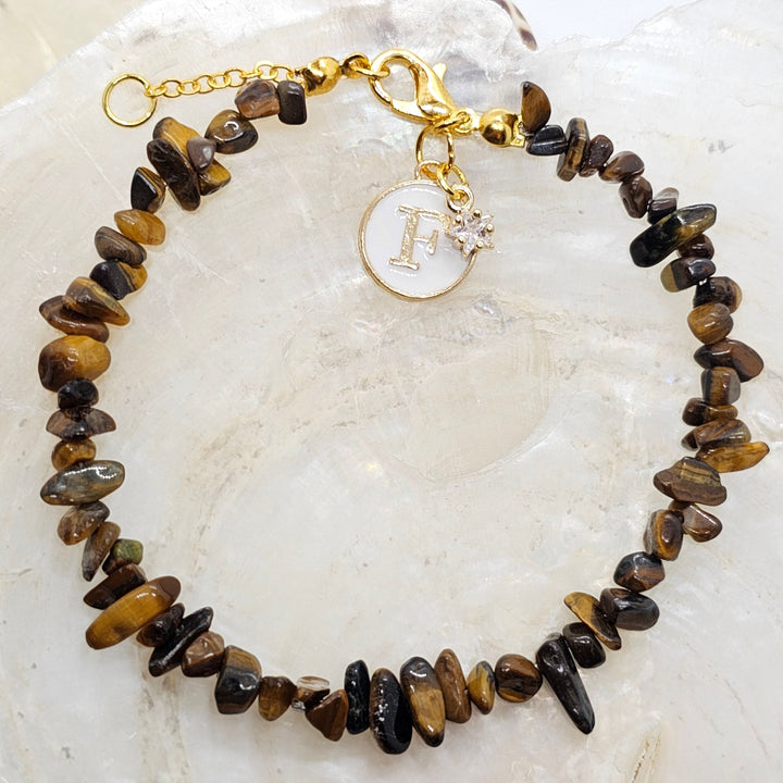 Armband aus Natur Heilsteine mit Buchstabenanhänger - UNISEX