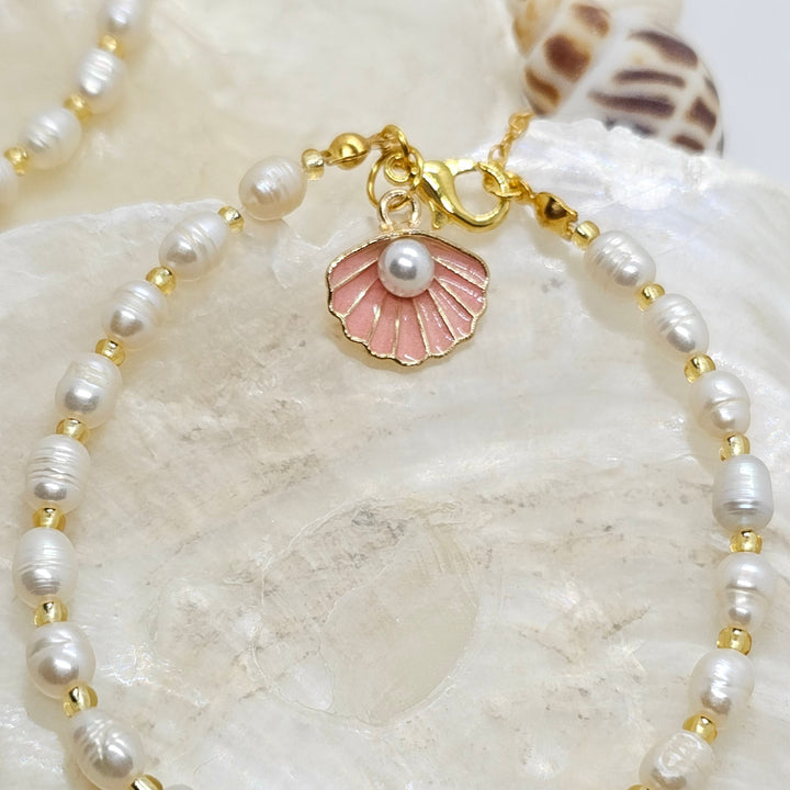 Armband Perlen mit Muschel Anhänger
