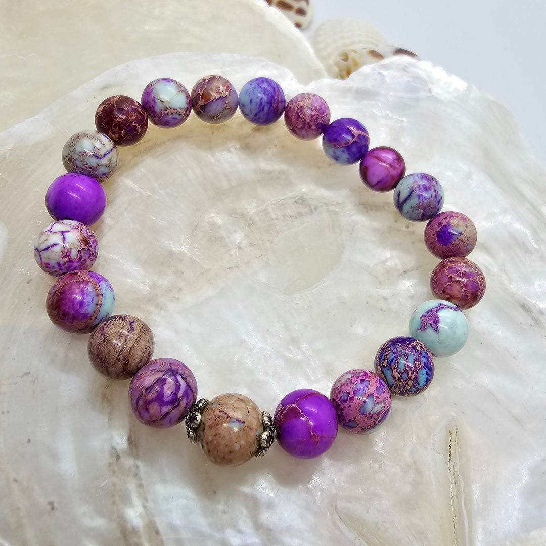 Armband aus Natur Edel- und Heilsteine "Imperial" beiger Akzentstein - UNISEX