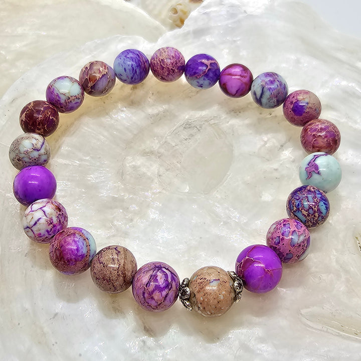 Armband aus Natur Edel- und Heilsteine "Imperial" beiger Akzentstein - UNISEX