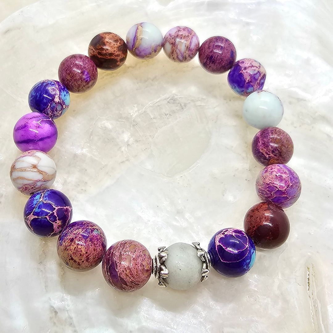 Armband aus Natur Edel- und Heilsteine "Imperial" beiger Akzentstein - UNISEX