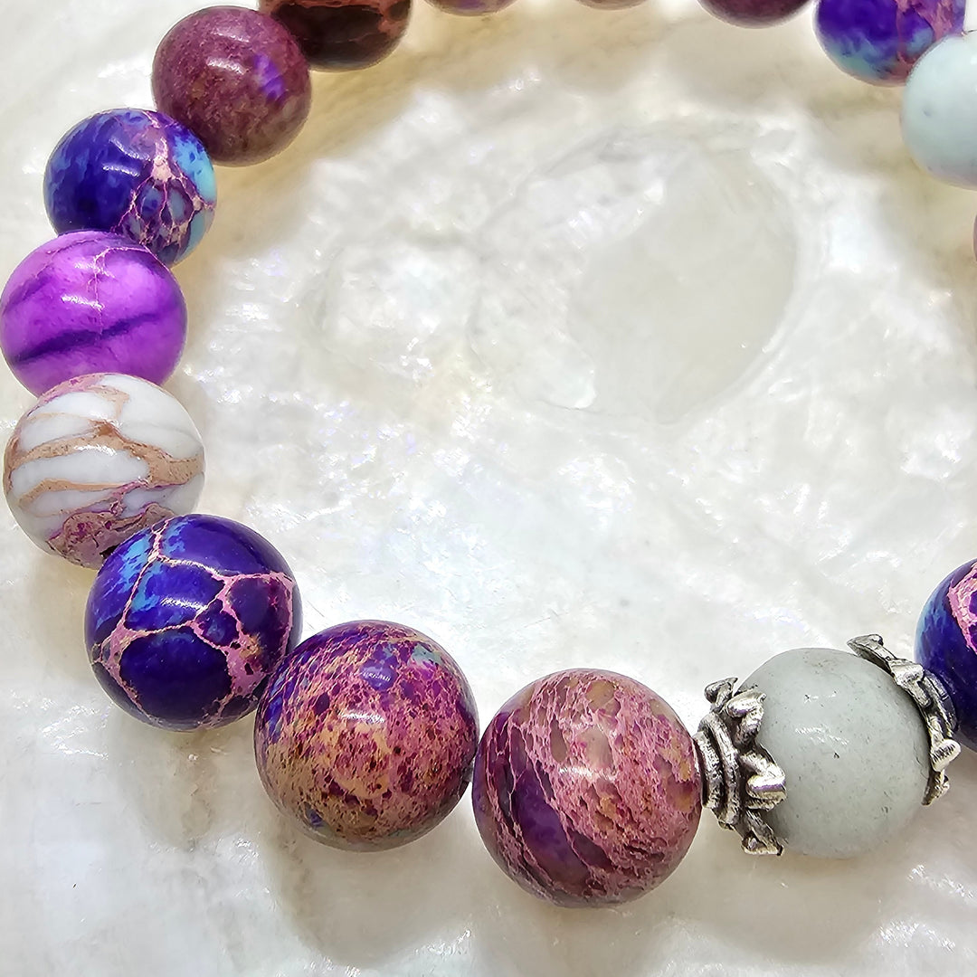 Armband aus Natur Edel- und Heilsteine "Imperial" beiger Akzentstein - UNISEX