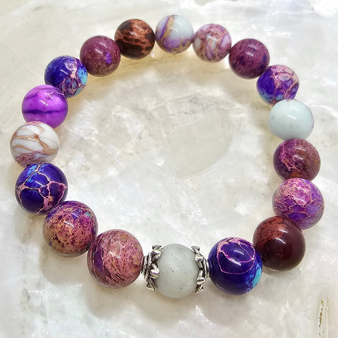 Armband aus Natur Edel- und Heilsteine "Imperial" beiger Akzentstein - UNISEX