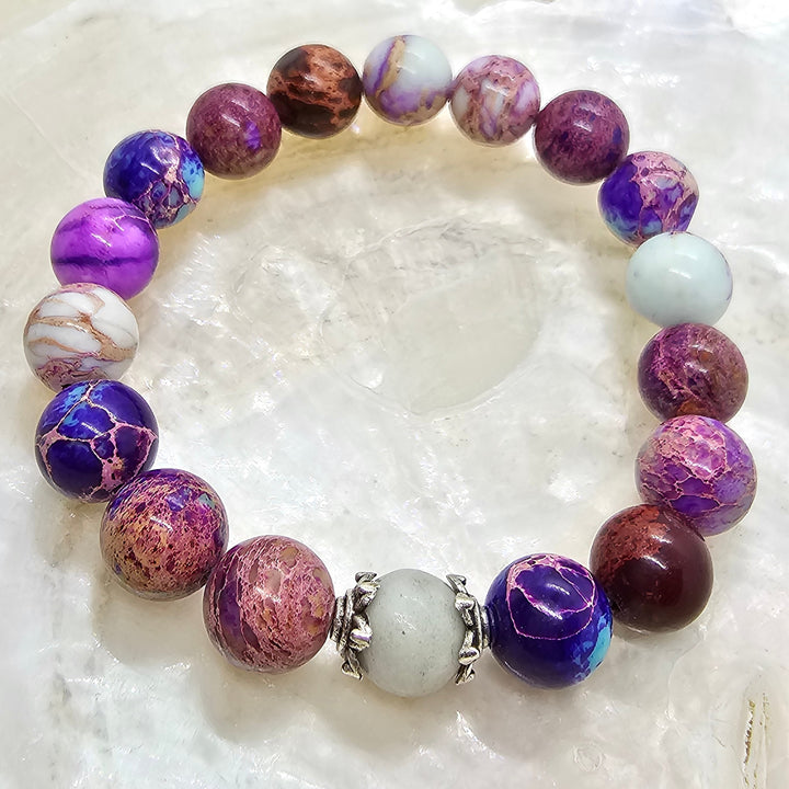 Armband aus Natur Edel- und Heilsteine "Imperial" beiger Akzentstein - UNISEX
