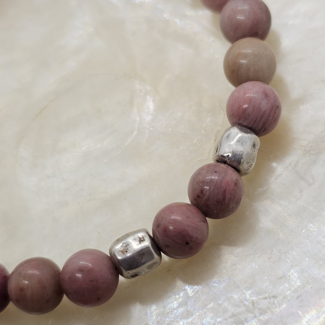 Armband aus Natur Edel- und Heilsteine "Rosa Heart" - UNISEX /  18-19.5cm lang (elastisches Band)