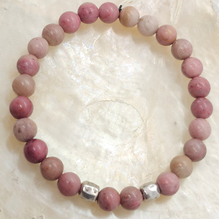 Armband aus Natur Edel- und Heilsteine "Rosa Heart" - UNISEX /  18-19.5cm lang (elastisches Band)