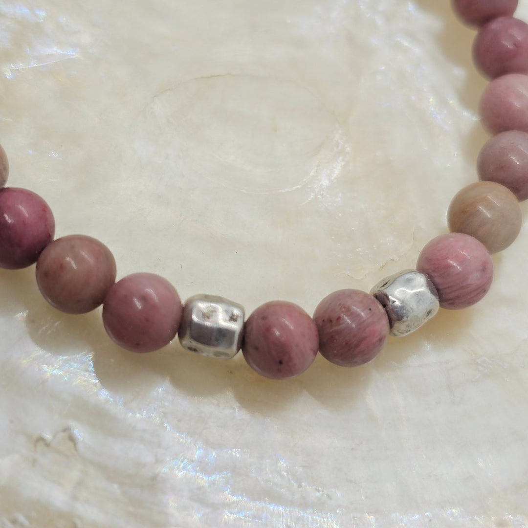 Armband aus Natur Edel- und Heilsteine "Rosa Heart" - UNISEX /  18-19.5cm lang (elastisches Band)
