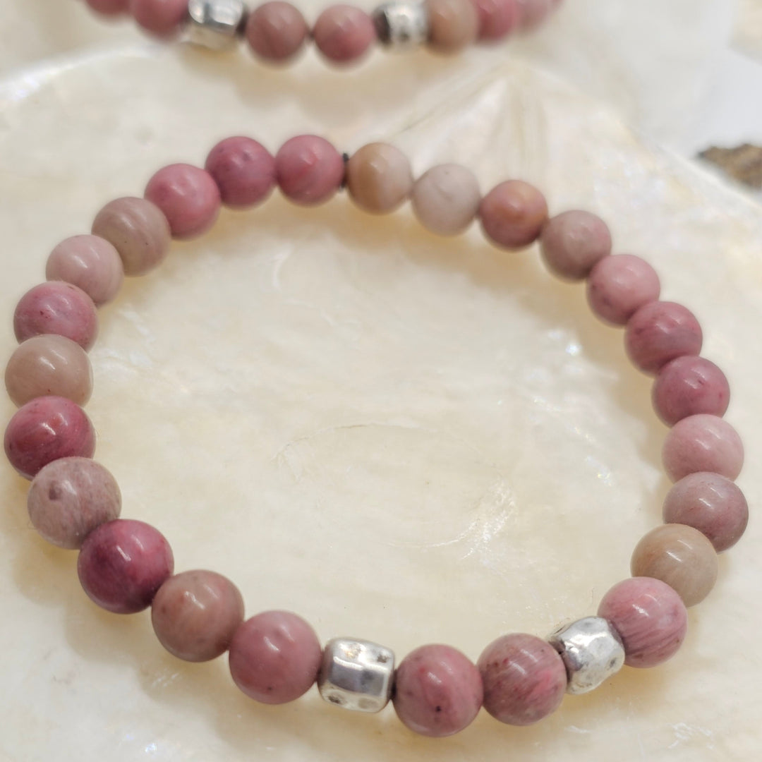 Armband aus Natur Edel- und Heilsteine "Rosa Heart" - UNISEX /  18-19.5cm lang (elastisches Band)