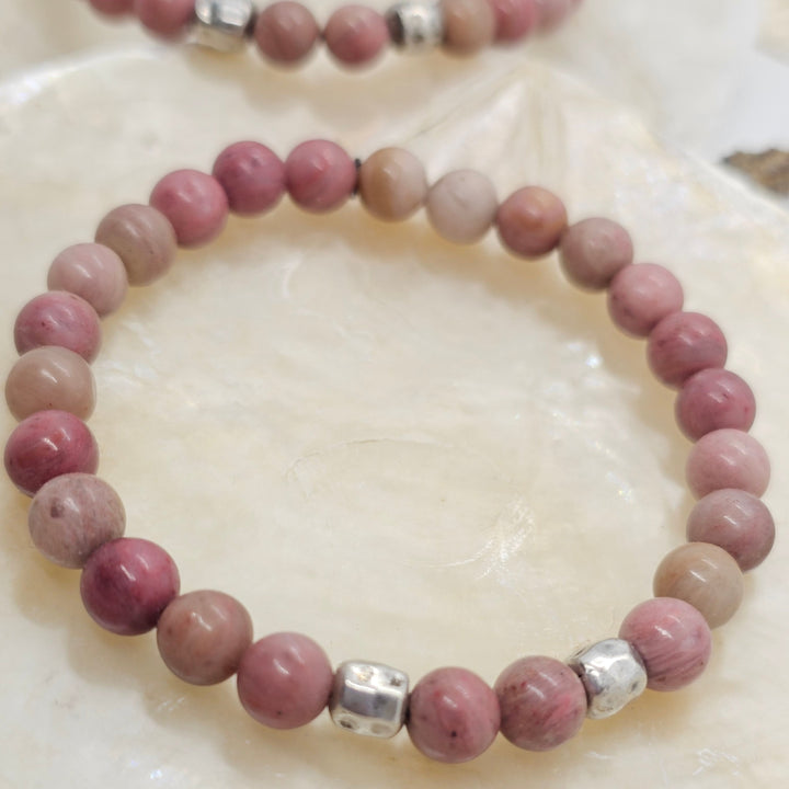Armband aus Natur Edel- und Heilsteine "Rosa Heart" - UNISEX /  18-19.5cm lang (elastisches Band)