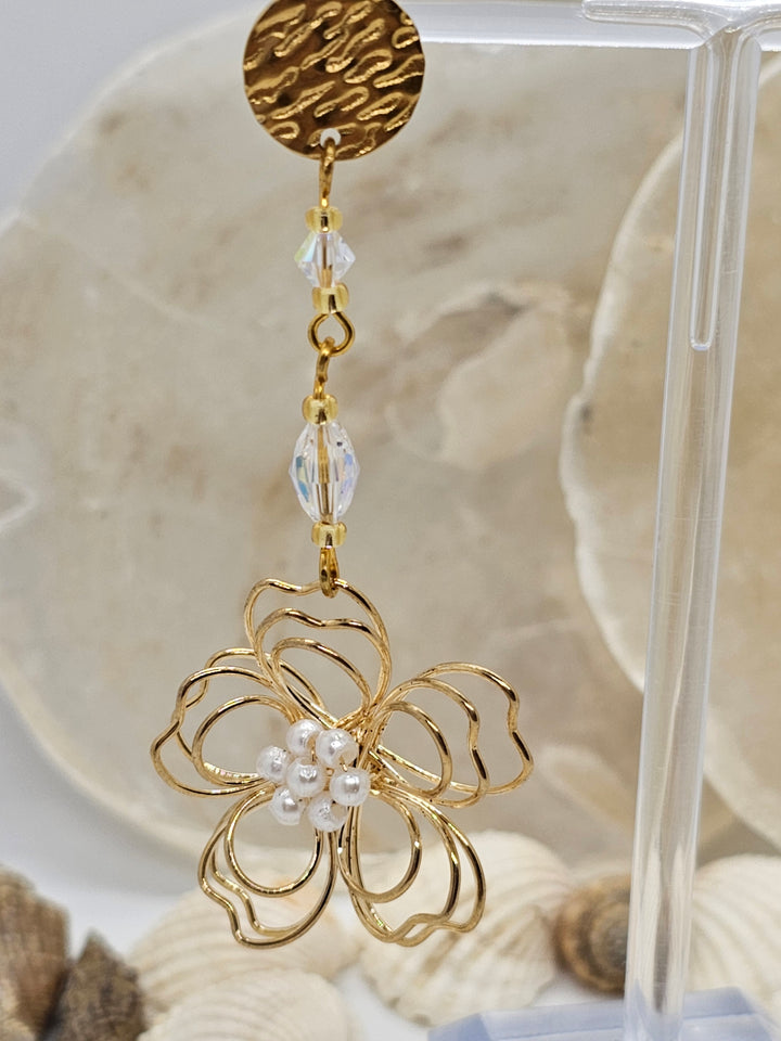 Ohrringe "Dhalienblüte mit Swarovski Perlen"