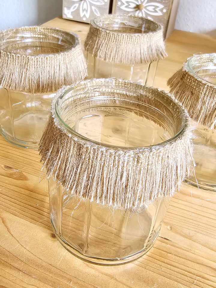 Upcycling-Glas im Ibiza-Boho-Stil