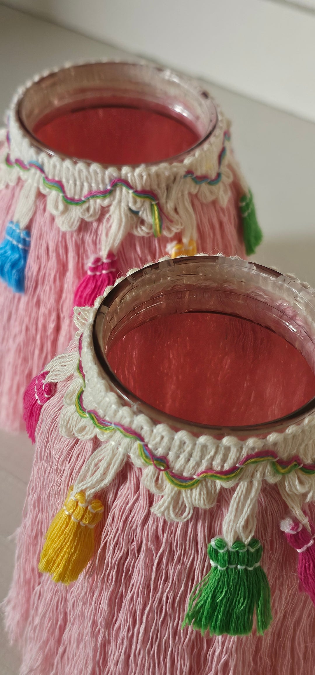 Upcycling-Makramee-Gläser im mexikanischen Stil – Zweier-Set