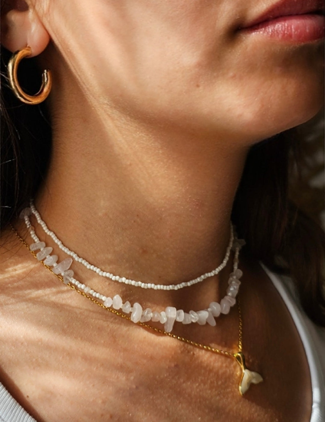 Halsketten Trio mit Gold-Creolen